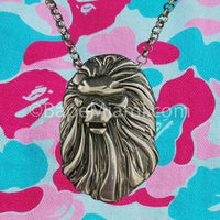 DM for Approval Code - DS Bape Black Silver 925 Angry Ape Head Pendant Necklace